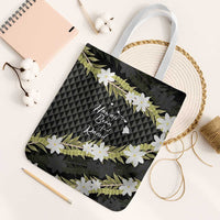 Born And Raised Aloha Hawaii Tote Bag Kanaka Kakau Hawaiian Tiare Pakalana Lei LT14 White Strap One Size Black - Polynesian Pride