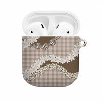 Brown Hawaii Tiare and Shell Lei AirPods Case Hawaiian Palaka Luxury Vibes LT14 Brown - Polynesian Pride