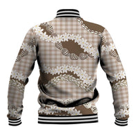 Brown Hawaii Tiare and Shell Lei Baseball Jacket Hawaiian Palaka Luxury Vibes - Polynesian Pride