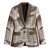 Brown Hawaii Tiare and Shell Lei Blazer Hawaiian Palaka Luxury Vibes LT14 Unisex Brown - Polynesian Pride