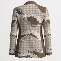 Brown Hawaii Tiare and Shell Lei Blazer Hawaiian Palaka Luxury Vibes LT14 - Polynesian Pride