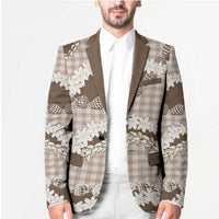 Brown Hawaii Tiare and Shell Lei Blazer Hawaiian Palaka Luxury Vibes LT14 - Polynesian Pride
