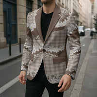 Brown Hawaii Tiare and Shell Lei Blazer Hawaiian Palaka Luxury Vibes LT14 - Polynesian Pride