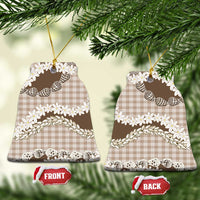 Brown Hawaii Tiare and Shell Lei Ceramic Ornament Hawaiian Palaka Luxury Vibes LT14 Bell Flake Brown - Polynesian Pride