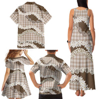 Brown Hawaii Tiare and Shell Lei Family Matching Tank Maxi Dress and Hawaiian Shirt Hawaiian Palaka Luxury Vibes - Polynesian Pride
