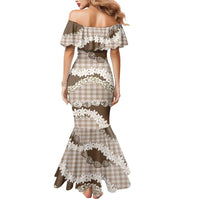 Brown Hawaii Tiare and Shell Lei Mermaid Dress Hawaiian Palaka Luxury Vibes LT14 - Polynesian Pride