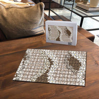 Brown Hawaii Tiare and Shell Lei Puzzle Hawaiian Palaka Luxury Vibes - Polynesian Pride