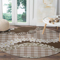 Brown Hawaii Tiare and Shell Lei Round Carpet Hawaiian Palaka Luxury Vibes LT14 - Polynesian Pride