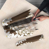 Brown Hawaii Tiare and Shell Lei Umbrella Hawaiian Palaka Luxury Vibes - Polynesian Pride