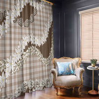 Brown Hawaii Tiare and Shell Lei Window Curtain Hawaiian Palaka Luxury Vibes LT14 - Polynesian Pride