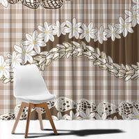 Brown Hawaii Tiare and Shell Lei Window Curtain Hawaiian Palaka Luxury Vibes LT14 - Polynesian Pride