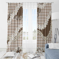 Brown Hawaii Tiare and Shell Lei Window Curtain Hawaiian Palaka Luxury Vibes LT14 - Polynesian Pride