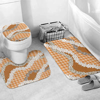 Orange Hawaii Tiare and Shell Lei Bathroom Set Hawaiian Palaka Luxury Vibes LT14 Mat Set Only (3 pcs) One Size Orange - Polynesian Pride
