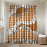 Orange Hawaii Tiare and Shell Lei Bathroom Set Hawaiian Palaka Luxury Vibes LT14 Shower Curtain Only Orange - Polynesian Pride