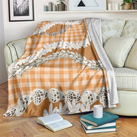 Orange Hawaii Tiare and Shell Lei Blanket Hawaiian Palaka Luxury Vibes LT14 Orange - Polynesian Pride