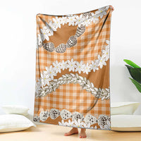 Orange Hawaii Tiare and Shell Lei Blanket Hawaiian Palaka Luxury Vibes LT14 - Polynesian Pride