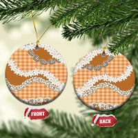 Orange Hawaii Tiare and Shell Lei Ceramic Ornament Hawaiian Palaka Luxury Vibes LT14 Circle Orange - Polynesian Pride