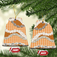 Orange Hawaii Tiare and Shell Lei Ceramic Ornament Hawaiian Palaka Luxury Vibes LT14 Bell Flake Orange - Polynesian Pride