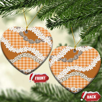 Orange Hawaii Tiare and Shell Lei Ceramic Ornament Hawaiian Palaka Luxury Vibes LT14 Heart Orange - Polynesian Pride