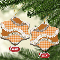 Orange Hawaii Tiare and Shell Lei Ceramic Ornament Hawaiian Palaka Luxury Vibes LT14 Snow Flake Orange - Polynesian Pride