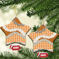Orange Hawaii Tiare and Shell Lei Ceramic Ornament Hawaiian Palaka Luxury Vibes LT14 Star Orange - Polynesian Pride