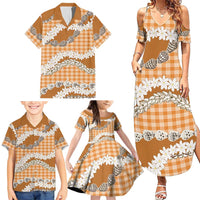 Orange Hawaii Tiare and Shell Lei Family Matching Summer Maxi Dress and Hawaiian Shirt Hawaiian Palaka Luxury Vibes - Polynesian Pride