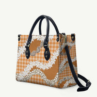Orange Hawaii Tiare and Shell Lei Leather Bag Hawaiian Palaka Luxury Vibes LT14 Orange - Polynesian Pride