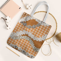 Orange Hawaii Tiare and Shell Lei Tote Bag Hawaiian Palaka Luxury Vibes LT14 White Strap One Size Orange - Polynesian Pride