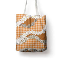 Orange Hawaii Tiare and Shell Lei Tote Bag Hawaiian Palaka Luxury Vibes LT14 - Polynesian Pride