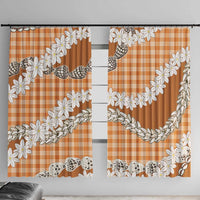 Orange Hawaii Tiare and Shell Lei Window Curtain Hawaiian Palaka Luxury Vibes LT14 With Hooks Orange - Polynesian Pride