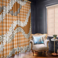 Orange Hawaii Tiare and Shell Lei Window Curtain Hawaiian Palaka Luxury Vibes LT14 - Polynesian Pride