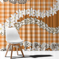 Orange Hawaii Tiare and Shell Lei Window Curtain Hawaiian Palaka Luxury Vibes LT14 - Polynesian Pride