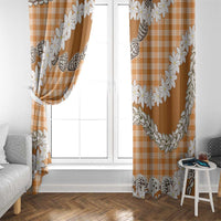 Orange Hawaii Tiare and Shell Lei Window Curtain Hawaiian Palaka Luxury Vibes LT14 - Polynesian Pride