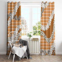 Orange Hawaii Tiare and Shell Lei Window Curtain Hawaiian Palaka Luxury Vibes LT14 - Polynesian Pride