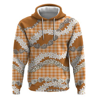 Orange Hawaii Tiare and Shell Lei Zip Hoodie Hawaiian Palaka Luxury Vibes - Polynesian Pride