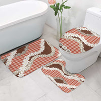 Red Hawaii Tiare and Shell Lei Bathroom Set Hawaiian Palaka Luxury Vibes LT14 - Polynesian Pride