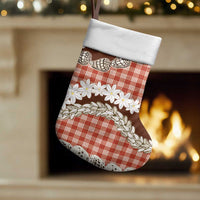 Red Hawaii Tiare and Shell Lei Christmas Stocking Hawaiian Palaka Luxury Vibes - Polynesian Pride