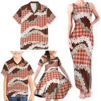 Red Hawaii Tiare and Shell Lei Family Matching Tank Maxi Dress and Hawaiian Shirt Hawaiian Palaka Luxury Vibes - Polynesian Pride