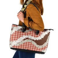 Red Hawaii Tiare and Shell Lei Leather Tote Bag Hawaiian Palaka Luxury Vibes - Polynesian Pride