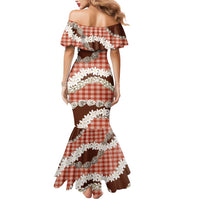 Red Hawaii Tiare and Shell Lei Mermaid Dress Hawaiian Palaka Luxury Vibes LT14 - Polynesian Pride