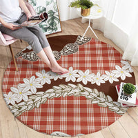 Red Hawaii Tiare and Shell Lei Round Carpet Hawaiian Palaka Luxury Vibes LT14 - Polynesian Pride