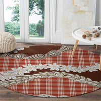 Red Hawaii Tiare and Shell Lei Round Carpet Hawaiian Palaka Luxury Vibes LT14 - Polynesian Pride