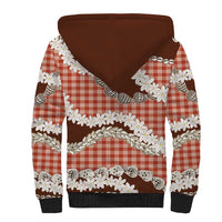 Red Hawaii Tiare and Shell Lei Sherpa Hoodie Hawaiian Palaka Luxury Vibes LT14 - Polynesian Pride
