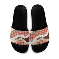 Red Hawaii Tiare and Shell Lei Slide Sandals Hawaiian Palaka Luxury Vibes LT14 Red - Polynesian Pride