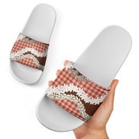 Red Hawaii Tiare and Shell Lei Slide Sandals Hawaiian Palaka Luxury Vibes LT14 - Polynesian Pride