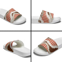 Red Hawaii Tiare and Shell Lei Slide Sandals Hawaiian Palaka Luxury Vibes LT14 - Polynesian Pride