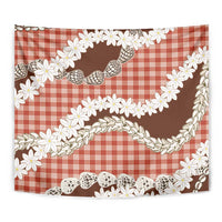 Red Hawaii Tiare and Shell Lei Tapestry Hawaiian Palaka Luxury Vibes LT14 - Polynesian Pride