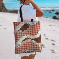 Red Hawaii Tiare and Shell Lei Tote Bag Hawaiian Palaka Luxury Vibes LT14 - Polynesian Pride