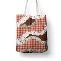 Red Hawaii Tiare and Shell Lei Tote Bag Hawaiian Palaka Luxury Vibes LT14 - Polynesian Pride