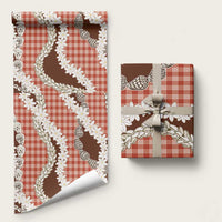 Red Hawaii Tiare and Shell Lei Wrapping Paper Hawaiian Palaka Luxury Vibes LT14 58" × 23" Red - Polynesian Pride